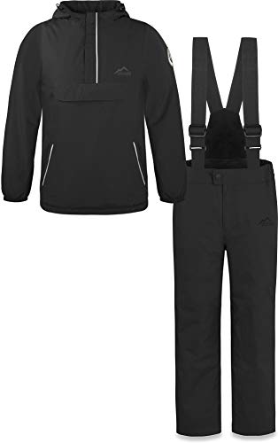 normani Kinder WinterSet wasserdichte Thermohose und Windbreaker Schneeanzug SkiSet für Jungen und Mädchen Farbe Schwarz Größe S/122-128 von normani