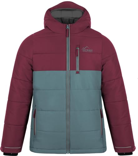 normani Kinder Winterjacke Steppjacke gefütterte Skijacke mit Schneefang wasserdichte Thermojacke mit Kapuze für Junge und Mädchen Farbe Rosa Größe 170/176 von normani