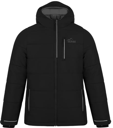 normani Kinder Winterjacke Steppjacke gefütterte Skijacke mit Schneefang wasserdichte Thermojacke mit Kapuze für Junge und Mädchen Farbe Schwarz Größe 158/164 von normani