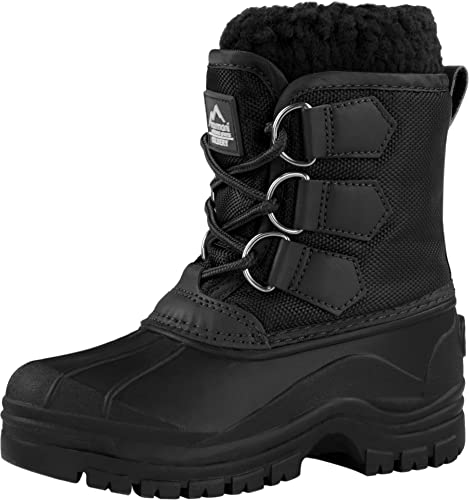 normani Kinder Winterstiefel Winterschuhe bis -30°C gefütterte Schneestiefel für Jungen und Mädchen Outdoorschuhe Wanderstiefel Farbe Schwarz Größe 32 von normani