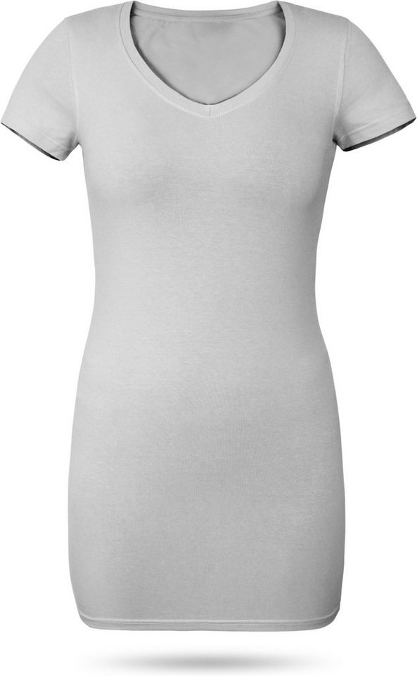 normani Kurzarmshirt Figurbetontes T-Shirt mit V-Ausschnitt Siena Damen Basic kurzarm Shirt von normani