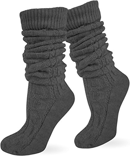 normani Leinen Socken Kniebundstrumpf Trachtensocken Farbe Anthrazit lang Größe 39/42 von normani