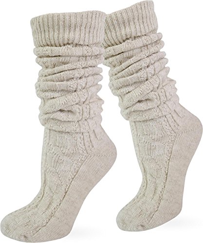 normani Leinen Socken Kniebundstrumpf Trachtensocken Farbe Beige lang Größe 35/38 von normani