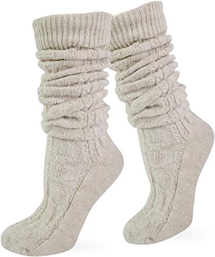 normani Leinen Socken Kniebundstrumpf Trachtensocken Farbe Beige lang Größe 43/46 von normani