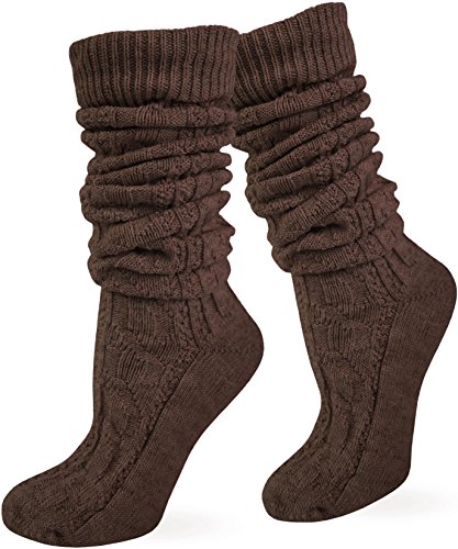 normani Leinen Socken Kniebundstrumpf Trachtensocken Farbe Braun lang Größe 35/38 von normani