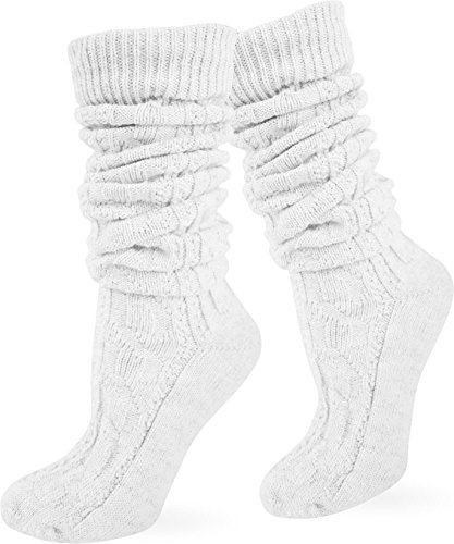 normani Oktoberfest Socken Trachten aus Baumwolle und Leinen Farbe Weiß lang Größe 43/46 von normani