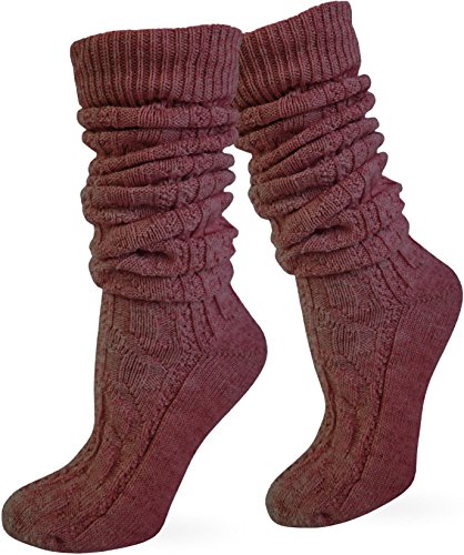 normani Original Trachtensocken Trachten Strümpfe Socken Natur Lang Farbe Burgund Größe 47-50 von normani