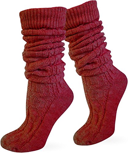 normani Original Trachtensocken Trachten Strümpfe Socken Natur Lang Farbe Rot Größe 35/38 von normani