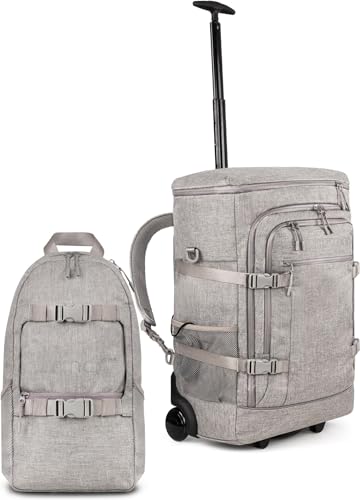 normani Reiseset Trolley mit Rucksackfunktion + kleiner Rucksack - Reisetasche - 37 L Reisetrolley + 8 L Tagesrucksack - Backpacker Handgepäck-maße 50x37x20 cm Farbe Beige Größe 50 x 37 x 20 cm von normani