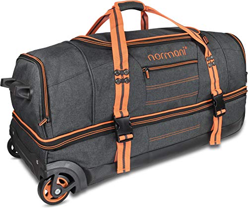 normani Reisetasche mit Rollen, großem Stauraum und vielen Fächern - Trolley-Funktion - Reisetrolley 90 oder 120 Liter Farbe Orange Größe 120 Liter von normani