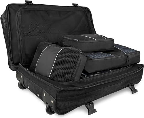 normani Reisetasche mit Rollen Reisetrolley inklusive 5 Kleidertaschen Farbe Schwarz Größe 125 Liter von normani