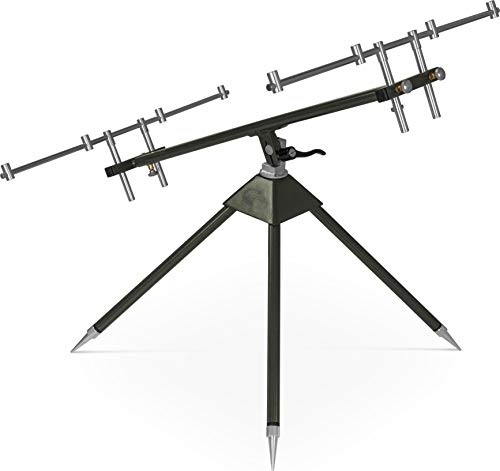 Rutenhalter Rutenauflage Rod Pod Rutenständer aus Aluminium für 4 Ruten mit Teleskopfüßen Angel-Ständer mit Transporttasche Farbe Olive von normani