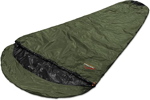 normani Schlafsacküberzug Biwaksack - 100% Wind- und wasserdicht, Atmungsaktivität: 3000 MVP (230 cm x 90 cm) Farbe Oliv Größe 230 x 90 x 60 cm - RV Links von normani