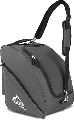 normani Skischuhtasche - Tasche für Skistiefel, 3 Equipmentseitentaschen und mit integriertem Adressfeld und gepolstertem Schultergurt Farbe Anthrazit von normani