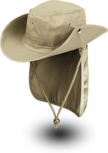 normani Sommerhut mit Nackenschutz und breiter Krempe - hoher UV Schutz Farbe Khaki Größe M/57 von normani