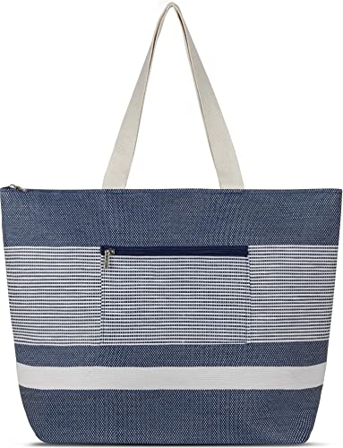 normani Sommertasche Damen Tasche Schultertasche 20 Liter Volumen - Strandtasche mit Außentasche mit Reißverschluss Farbe Blau von normani