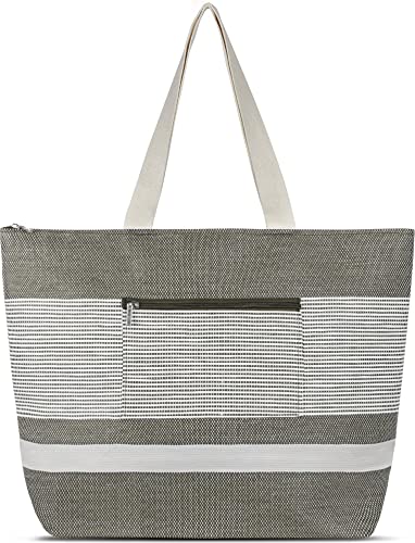 normani Sommertasche Damen Tasche Schultertasche 20 Liter Volumen - Strandtasche mit Außentasche mit Reißverschluss Farbe Grau normani Sommertasche Damen Tasche Schultertasche 20 Liter Volumen - Strandtasche mit Außentasche mit Reißverschluss Farbe Grau von normani
