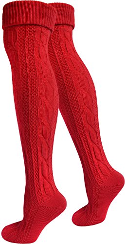 normani Trachtenkniestrümpfe/Kniebundhosen Strümpfe - auch in Übergrößen erhältlich Farbe Rot Größe 35/38 von normani