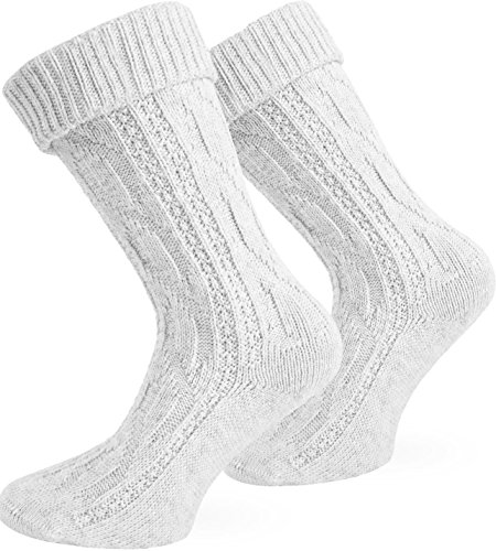 normani Trachtensocken aus atmungsaktiver Baumwolle mit Umschlag Farbe Weiß Größe 47-50 von normani