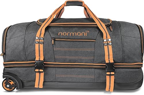 normani Trolley Reisetasche „Kompass“ (90 oder 120 Liter) mit 5 passenden Kleidertaschen/Packtaschen Farbe Orange Größe 120 Liter von normani
