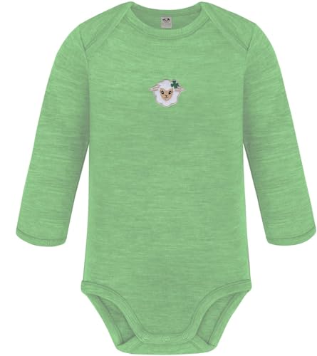 normani Unisex Baby Merino Langarm Body Strampler Bodysuit Einteiler aus 100% Merinowolle und Oeko-Tex Standard 100 Farbe Grün Größe 92 von normani