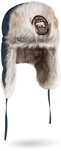 normani Unisex Wintermütze Winterkappe Arctic Ursa aus Synthetik-Pelz mit Ohren- und Nackenwärmer Farbe Navy Größe M/57 von normani