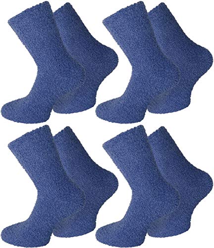 normani Weiche Kuschelsocken mit Motiv für Damen und Herren im 4er Pack Farbe Uni/Marine Größe 43-46 von normani