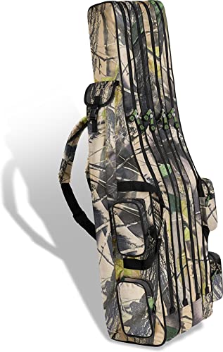 normani XXL Angelrutentasche Rutentasche mit 4 Rutenfächern für 8 Ruten - Angeltasche Kescher und Rutenhalter - Ruttenfutteral -125cm -150cm -160cm -170cm -190cm Farbe Green-Camo Größe 1,70 m von normani