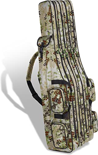normani XXL Angelrutentasche Rutentasche mit 4 Rutenfächern für 8 Ruten - Angeltasche Kescher und Rutenhalter - Ruttenfutteral -125cm -150cm -160cm -170cm -190cm Farbe Waldtarn Größe 1,60 m von normani
