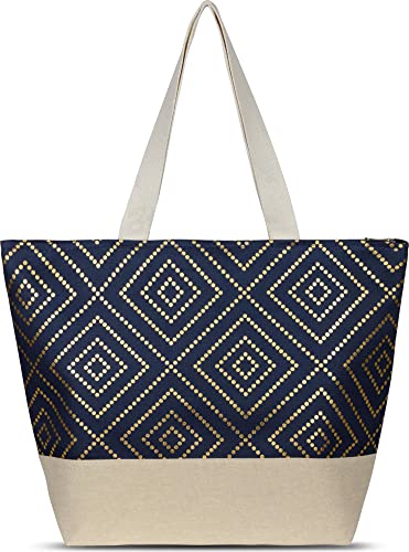 normani XXL Strandtasche - Damen Handtasche mit Langen Henkel - Schultertasche für Frauen 19 Liter Volumen mit Innentasche Farbe Blau von normani