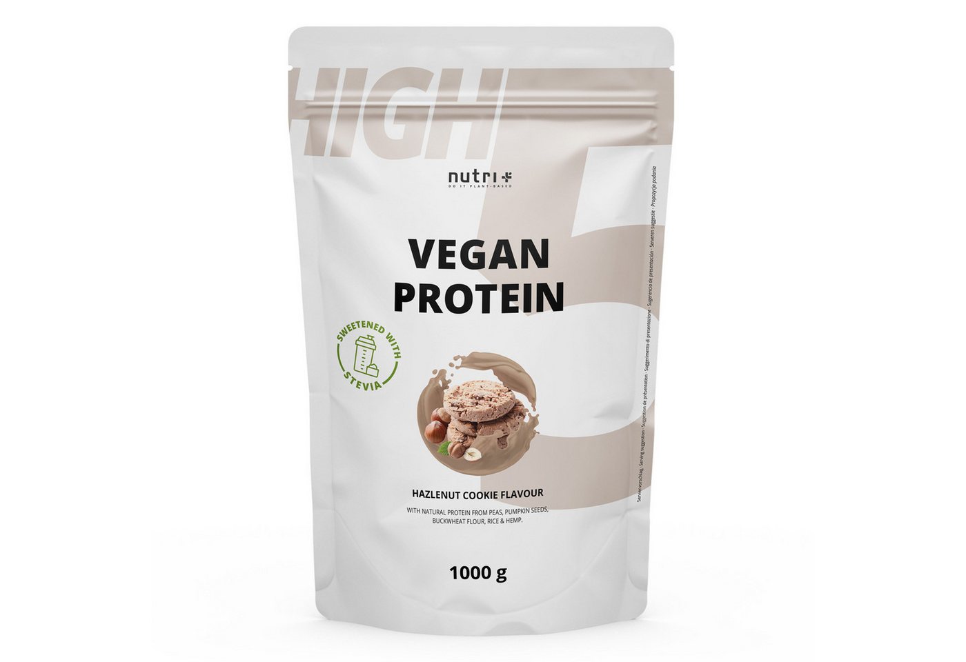 nutri+ High 5 Vegan Protein Pulver ohne Soja mit Stevia Pulver, 1 er von nutri+