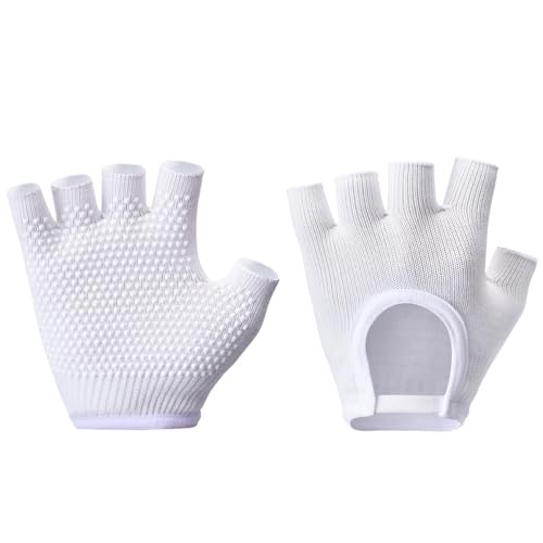 oasymala Rutschfeste fingerlose Yoga-Handschuhe – ideal für Pilates, Barre, Air Yoga und Fitness-Workouts – atmungsaktives Gewebe mit verbesserter Griffigkeit für Stabilität (weiß) von oasymala