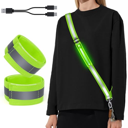 ocuvaep Lauflicht Joggen mit Reflektoren Gürtel, LED Lauflampe USB Aufladbar Verstellbar Nacht Sicherheitslicht Laufgürtel, LED Reflektierende Gürtelschärpe für Joggen Laufen Running Outdoor Sports ocuvaep Lauflicht Joggen mit Reflektoren Gürtel, LED Lauflampe USB Aufladbar Verstellbar Nacht Sicherheitslicht Laufgürtel, LED Reflektierende Gürtelschärpe für Joggen Laufen Running Outdoor Sports von ocuvaep