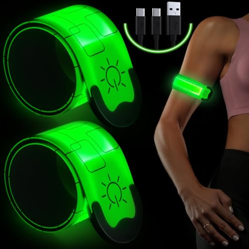 ocuvaep Led Armband Aufladbar, 2 Stück Leuchtarmband Joggen Aufladbar, Reflective Leuchtbänder für Laufen Hundewandern Radfahren Outdoor Sports von ocuvaep