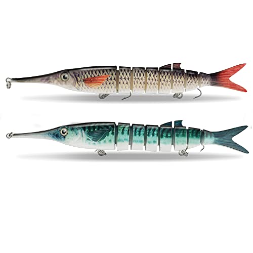 ODS Angelköder mit mehreren Gelenken, animiert, harter Nadelfisch, Schwimmköder mit Haken für Barsch, Hecht, Shad Garfish, Süßwasser und Salzwasser (Set 2) von ods lure