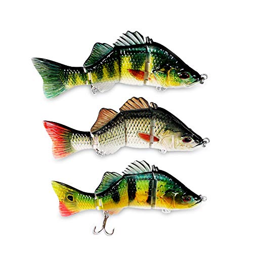 ODS Lebensechte Barsch Angelköder Set Sinkende gelenkartige Wobbler für Zander Forellen Hecht (F4J01-Kit 1) von ods lure