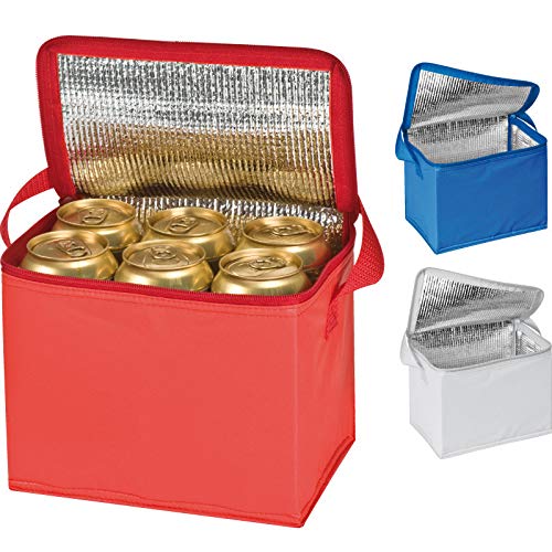 3x Kühltasche für 6 Dosen à 0,5l / Farbe: je 1x blau, rot und weiß von ohne Markenname