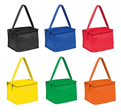 6x Kühltasche für je 6 Dosen à 0,33l / je 1x schwarz,blau,rot,grün,gelb, orange von ohne Markenname