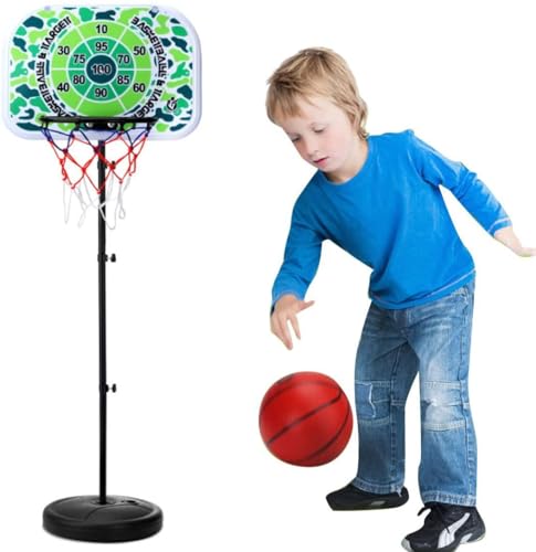 Basketballzielständer, 1,7 m Kids-Basketball-Reifen einstellbar Basketball-Reifen und Rückwand, Größe: 2m(1.7m) von okuya