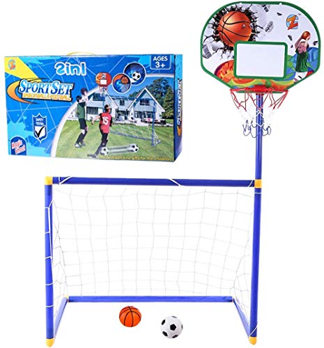 Fußballziel und Basketball, 2 in 1 Indoor Outdoor-Fußball-Tor-Basketballständer für Kinder Basketball-Reifen und Fußballziel, Farbe: 1(2) von okuya