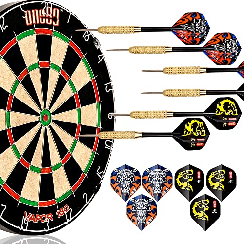 one80 professional perfection Dartscheibe mit Pfeilen, Profi Steeldartscheibe aus Sisal, Dartscheibe Steeldart Dartscheibe Set mit 6/12 Dartpfeilen Metallspitze (Profi Steeldartscheibe aus Sisal-Set) von ONE80