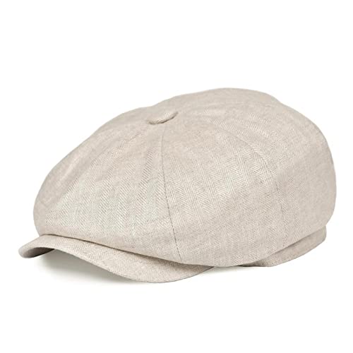 oonui Baskenmütze Damen Sommer Leinen Newsboy Cap Herren Damen Fischgrät Bakerboy Caps Leichte Atmungsaktive Flache Hut Baskenmütze Für Herren, Beige, 56-57 cm oonui Baskenmütze Damen Sommer Leinen Newsboy Cap Herren Damen Fischgrät Bakerboy Caps Leichte Atmungsaktive Flache Hut Baskenmütze Für Herren, Beige, 56-57 cm von oonui