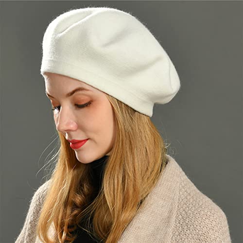 oonui Baskenmütze Damen Winter-Barett-Hut Für Frauen Flach Gestrickte Kaschmir-Hut-Kappen-Herbst-Dame-Kaschmir-Frauen-Kappen-Frauen-Ballonjungen-Baskenmützen,Weiß,54~58Cm oonui Baskenmütze Damen Winter-Barett-Hut Für Frauen Flach Gestrickte Kaschmir-Hut-Kappen-Herbst-Dame-Kaschmir-Frauen-Kappen-Frauen-Ballonjungen-Baskenmützen,Weiß,54~58Cm von oonui