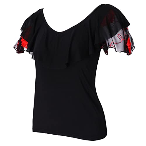 Oshhni Übungshemd Square Dance Oberteile des Modernen Tanzes des Gesellschaftstanzes, rot, XL Oshhni Übungshemd Square Dance Oberteile des Modernen Tanzes des Gesellschaftstanzes, rot, XL von oshhni