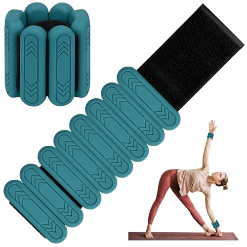 Pilates Handgelenk- und Knöchelgewichte für Frauen, 1 Paar (je 0,5 kg/0,9 kg/1,8 kg), verstellbare Handgelenkgewichte zur Erhöhung der Trainingsintensität, tragbar, kraftvolle Arm- und Beingewichte von ouhos