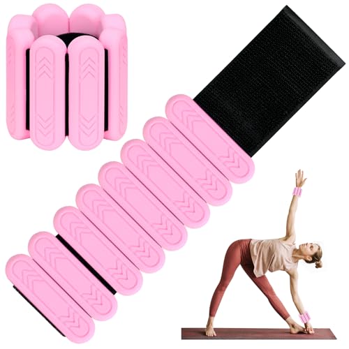 Pilates Handgelenk- und Knöchelgewichte für Frauen, 1 Paar (je 0,5 kg/0,9 kg/1,8 kg), verstellbare Handgelenkgewichte zur Erhöhung der Trainingsintensität, tragbar, kraftvolle Arm- und Beingewichte von ouhos