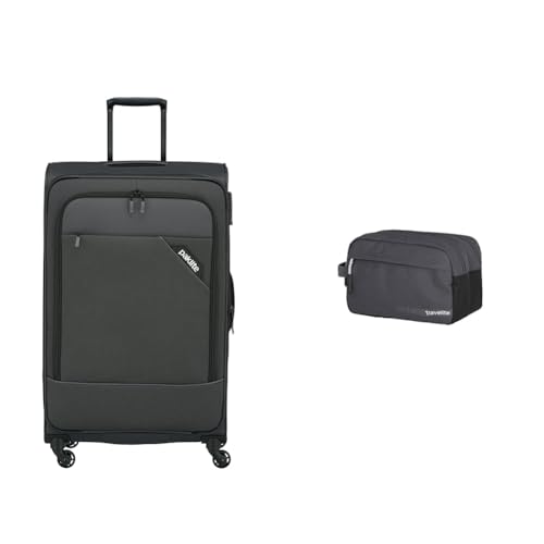 paklite 4-Rad Weichgepäck Koffer Größe L mit Dehnfalte + TSA Schloss & travelite Handgepäck Kosmetiktasche, Gepäck Serie Kick Off paklite 4-Rad Weichgepäck Koffer Größe L mit Dehnfalte + TSA Schloss & travelite Handgepäck Kosmetiktasche, Gepäck Serie Kick Off von paklite