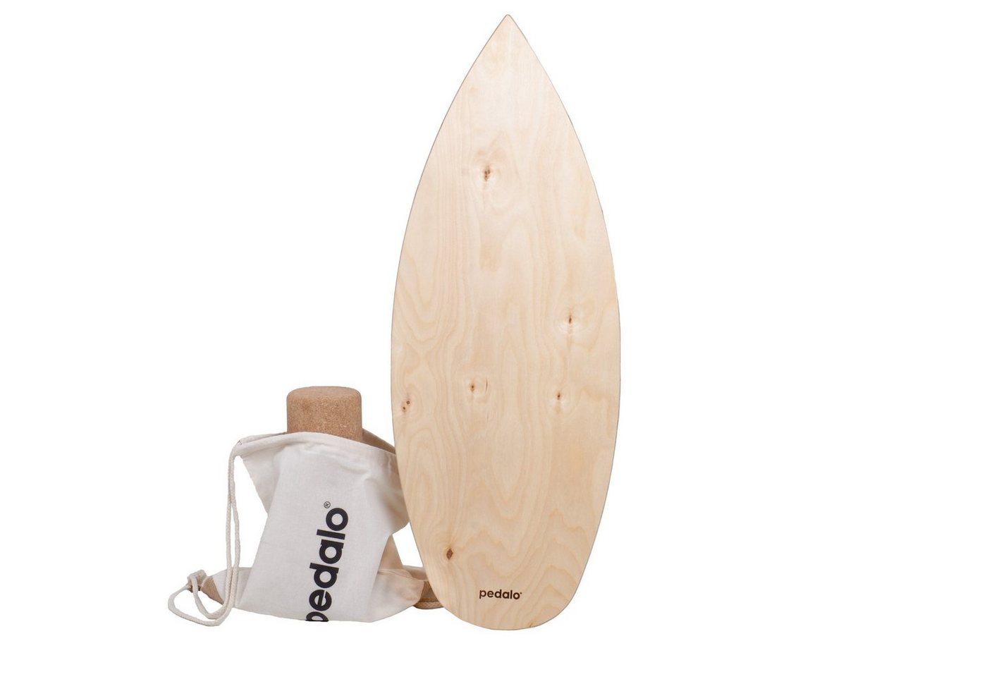 pedalo® Balanceboard Balance Board Pur Gleichgewichtstrainer Koordinationstrainer, inkl. Faszien Korkrolle 10 cm, Board stabil, Oberfläche Holz von pedalo®
