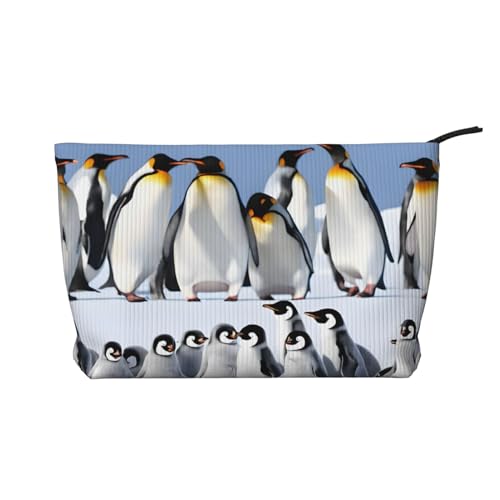 Reise-Kulturtasche aus Leder mit Pinguin-Motiv und Reißverschluss, Kosmetiktasche für Damen, kleine Schminktasche für die Handtasche, tragbare Reise-Kosmetiktasche, Geschenktasche für Frauen, Mädchen von peiyeety