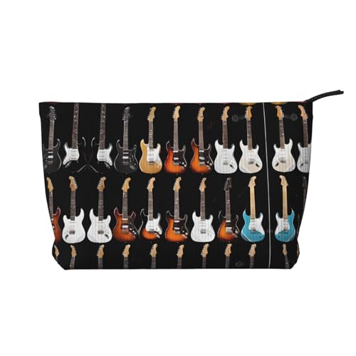Reise-Kulturtasche aus Leder mit Reißverschluss und Kunst-Gitarrenmuster, Kosmetiktasche für Damen, kleine Make-up-Tasche für die Handtasche, tragbare Reise-Kosmetiktasche, Geschenktasche für Frauen, Reise-Kulturtasche aus Leder mit Reißverschluss und Kunst-Gitarrenmuster, Kosmetiktasche für Damen, kleine Make-up-Tasche für die Handtasche, tragbare Reise-Kosmetiktasche, Geschenktasche für Frauen, von peiyeety